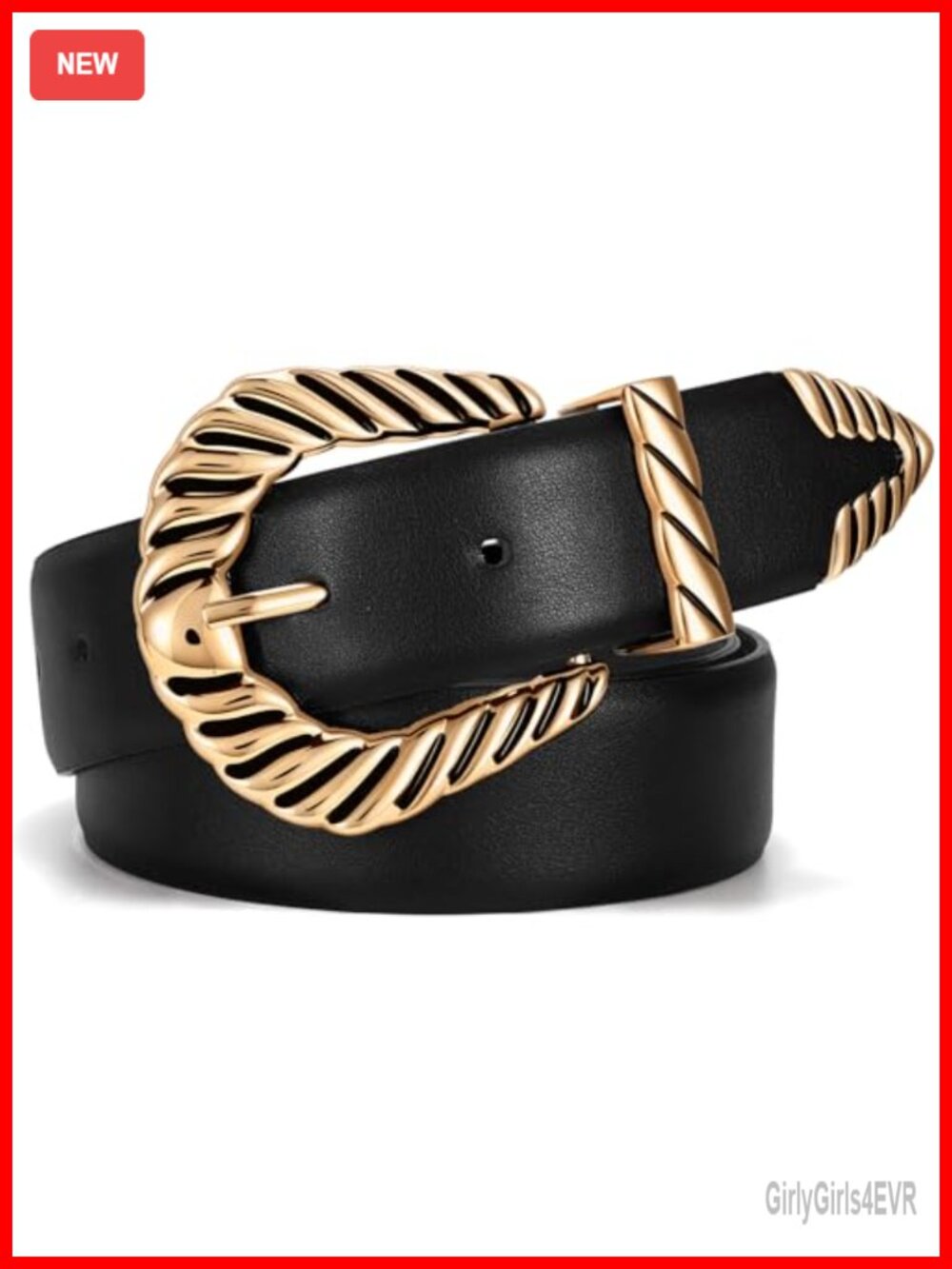 Women Western Belt, Faux Leather Cowgirl Belt with Gold Buckle Rodeo Country